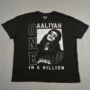 Aaliyah One‎ In A Million Graphic T-Shirt Rhinestone Black L/XL Rap Tee r&b